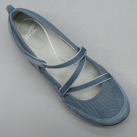 Dansko 41 Ladies 10.5-11 Hilda Denim Blue Mary Jane Hook Loop Strap Wedge Shoes - Picture 7 of 12